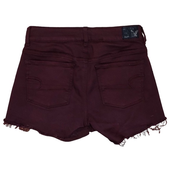 American Eagle Outfitters Super Stretch Hi-Rise Shortie Burgundy Shorts, size 4 - Picture 2 of 6